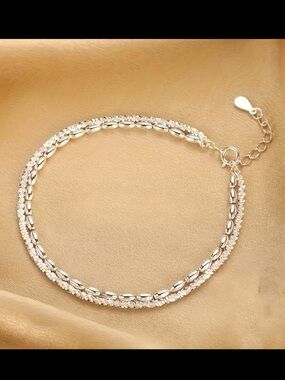 Sterling Silver Double Strand Bracelet- Silver